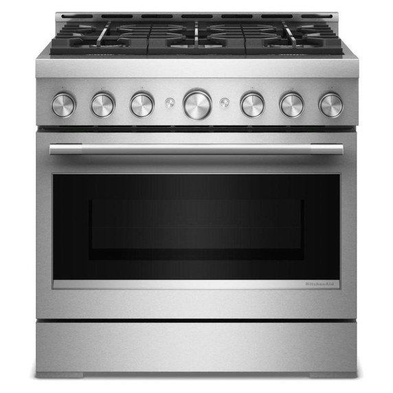 KitchenAid® 36-Inch 6 Burner Commercial-Style Gas Range with No Preheat Air Fry Mode KFGS936SSS