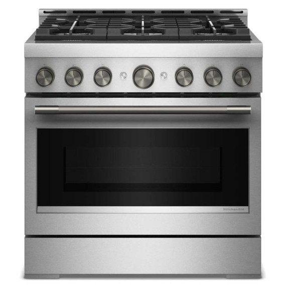 KitchenAid® 36-Inch 6 Burner Commercial-Style Gas Range with No Preheat Air Fry Mode KFGS936SSS