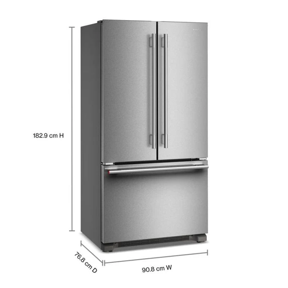 Kitchenaid® 22 Cu. Ft. 36-Inch Counter-Depth French Door Refrigerator with Internal Water Dispenser KRFC136TPS