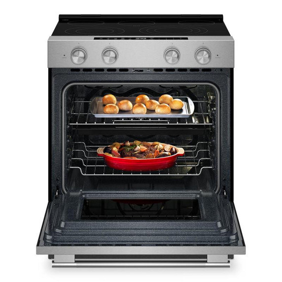 OPENBOX of Kitchenaid® 5.3 Cu. Ft. Slide-in Electric Range with Two Even-Heat™ Hyper Elements and Convection Cooking Modes YKSES530SPS(2 years warranty)