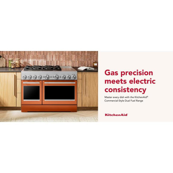 Kitchenaid® 48-Inch 6 Burner Commercial-Style Dual Fuel Range with Griddle KFDD948SSC