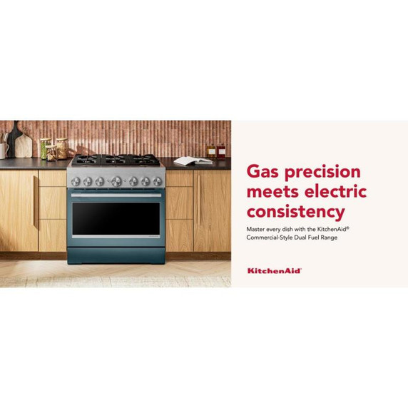 Kitchenaid® 36-Inch 6 Burner Commercial-Style Dual Fuel Range with No Preheat Air Fry Mode KFDS936SAG