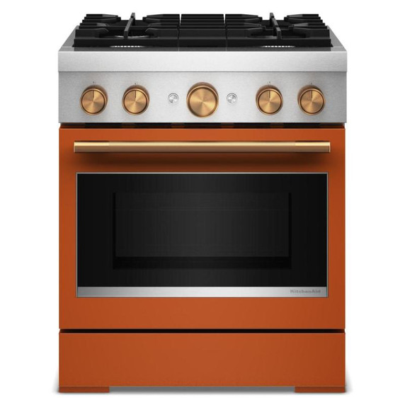 Kitchenaid® 30-Inch 4 Burner Commercial-Style Dual Fuel Range with No Preheat Air Fry Mode KFDS930SSC