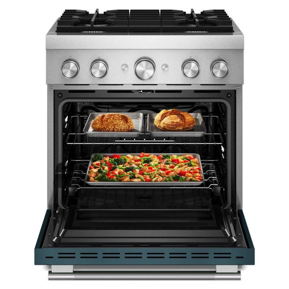 Kitchenaid® 30-Inch 4 Burner Commercial-Style Dual Fuel Range with No Preheat Air Fry Mode KFDS930SAG