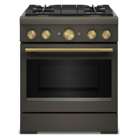 KitchenAid® 30-Inch 4 Burner Commercial-Style Dual Fuel Range with No Preheat Air Fry Mode KFDS930SBE