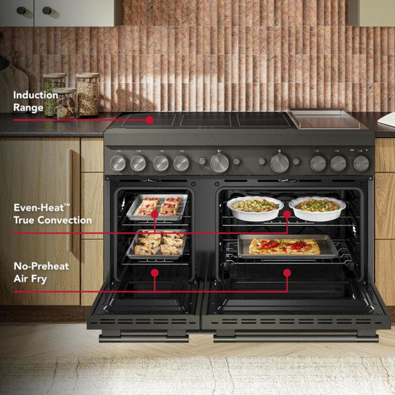 KitchenAid® 48-Inch 6-Element Induction Freestanding Commercial-Style Range with Griddle KFID948SBE