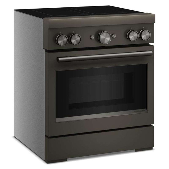 Kitchenaid® 30-Inch 4-Element Induction Freestanding Commercial-Style Range with Air Fry KFIS930SBE