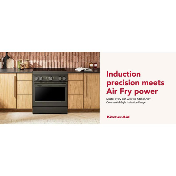Kitchenaid® 30-Inch 4-Element Induction Freestanding Commercial-Style Range with Air Fry KFIS930SBE