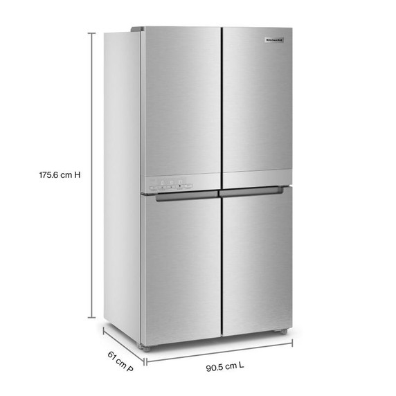 Openbox of Kitchenaid® 19.4 cu. ft. 36-inch wide Counter-Depth 4-Door Refrigerator with PrintShield™ Finish KRQC506MPS (3 years warranty)