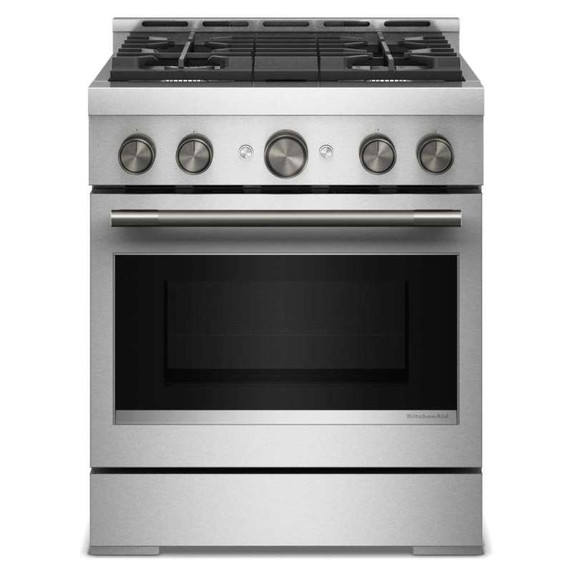 KitchenAid® 30-Inch 4 Burner Commercial-Style Gas Range with No Preheat Air Fry Mode KFGS930SSS