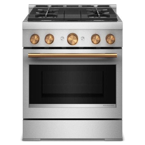 KitchenAid® 30-Inch 4 Burner Commercial-Style Gas Range with No Preheat Air Fry Mode KFGS930SSS
