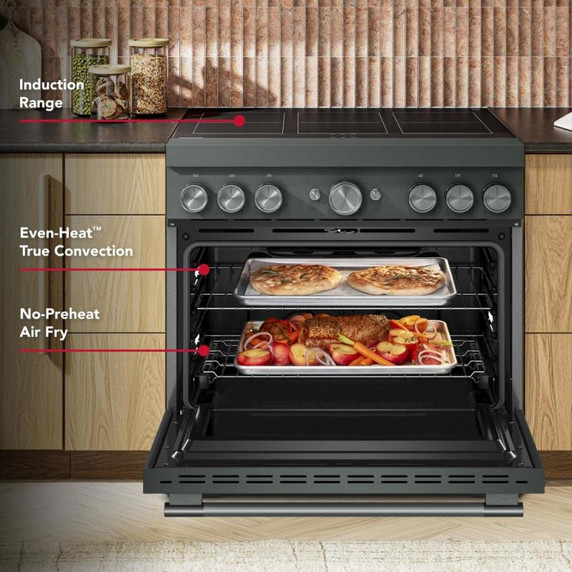 Kitchenaid® 36-Inch 6-Element Induction Freestanding Commercial-Style Range with Air Fry KFIS936SJP