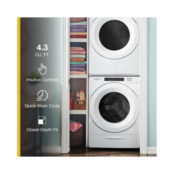 OPENBOX of Whirlpool® 5.0 cu.ft I.E.C. Closet-Depth Front Load Washer with Intuitive Controls WFW560CHW(2 years warranty)