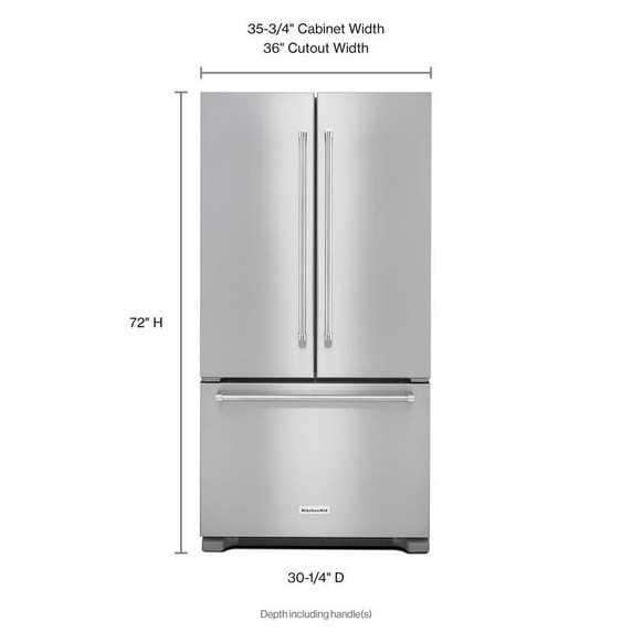 OPENBOX of Kitchenaid® 22 cu.ft. 36-Inch Width Counter Depth French Door Refrigerator with Interior Dispense KRFC302ESS (2 years warranty)