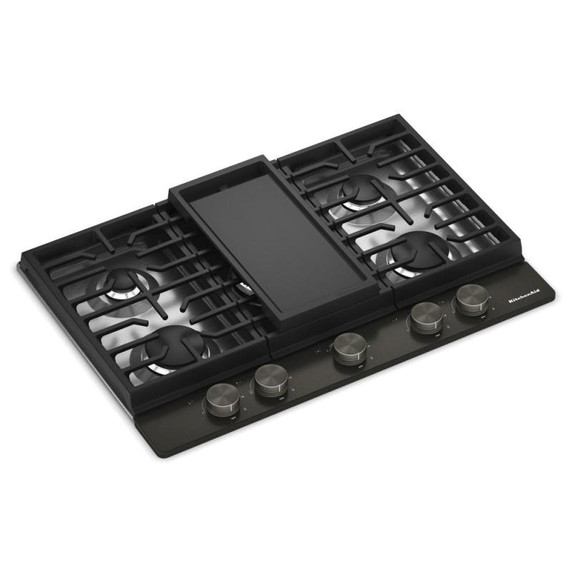 Kitchenaid® Gas-on-Metal Cooktop with an Integrated Wok Grate and CookShield™ Finish KCGK730SBE
