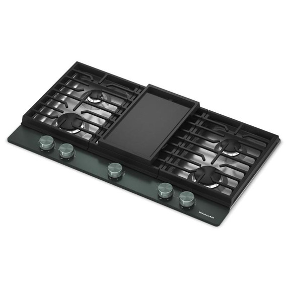 Kitchenaid® Gas-on-Metal Cooktop with an Integrated Wok Grate and CookShield™ Finish KCGK736SJP