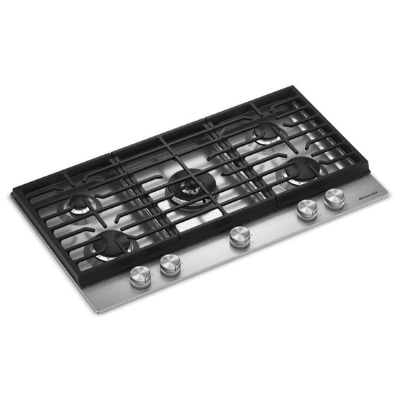 Kitchenaid® Gas-on-Metal Cooktop with an Integrated Wok Grate and CookShield™ Finish KCGK736SSS