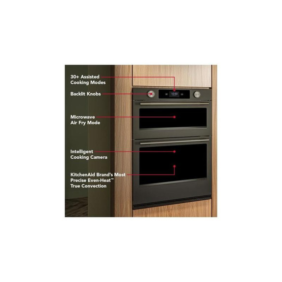 Kitchenaid® 30-inch Smart Electric Combo Wall Oven with Intelligent Cooking Camera - Black Ore KOEC930SBE