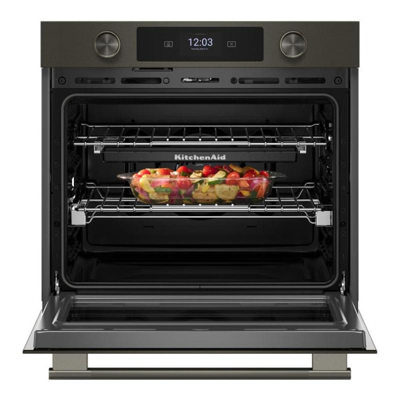Kitchenaid® 30-inch Smart Electric Single Wall Oven with Intelligent Cooking Camera - Black Ore KOES930SBE