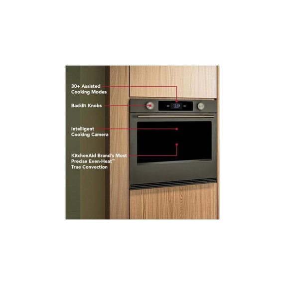 Kitchenaid® 30-inch Smart Electric Single Wall Oven with Intelligent Cooking Camera - Black Ore KOES930SBE