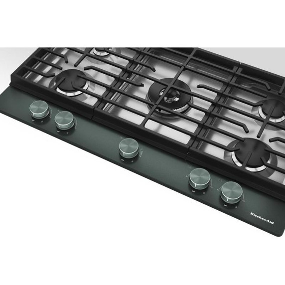KitchenAid® 36  in. Gas Cooktop with 5 Burners and Integrated Wok Grate KCGK536SJP