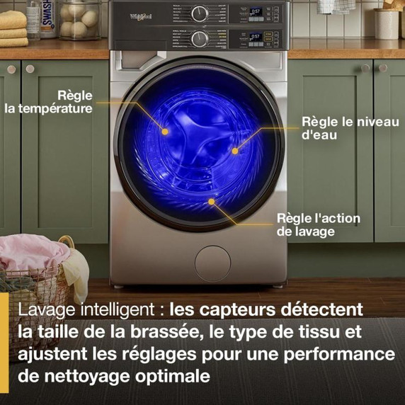 Whirlpool® Smart ENERGY STAR® Front Load Laundry Tower 5.2 cu. ft. Washer & 7.4 cu. ft. Electric Dryer with UV Clean Technology and FreshFlow™ Vent System YWEF5727TR