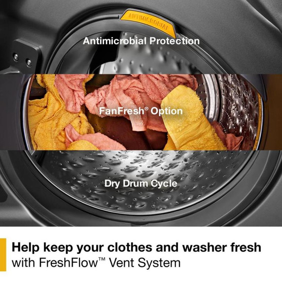 Whirlpool® Smart ENERGY STAR® Front Load Laundry Tower 5.2 cu. ft. Washer & 7.4 cu. ft. Electric Dryer with UV Clean Technology and FreshFlow™ Vent System YWEF5727TR