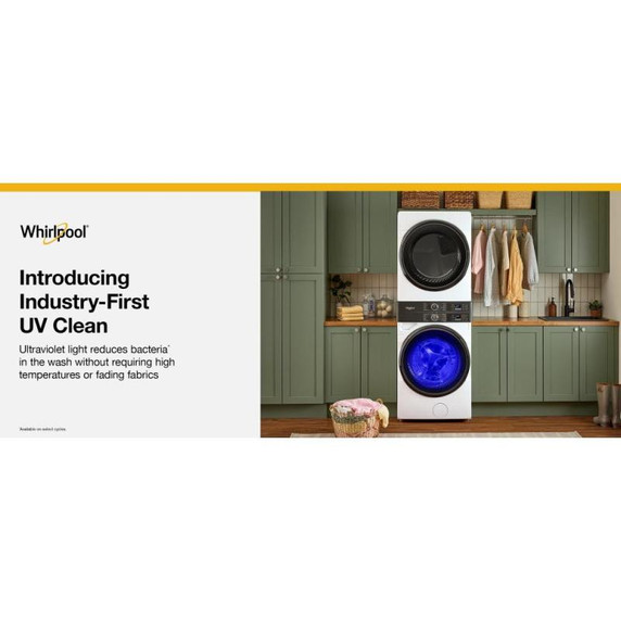 Whirlpool® Smart ENERGY STAR® Front Load Laundry Tower 5.2 cu. ft. Washer & 7.4 cu. ft. Electric Dryer with UV Clean Technology and FreshFlow™ Vent System YWEF5727TW