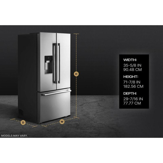 Jennair® RISE™ 36” Counter-Depth French Door Refrigerator with External Dispenser JFFCCE72SL