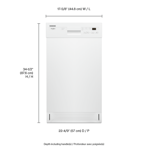 Small-Space Compact Dishwasher with Stainless Steel Tub WDF518SAHW