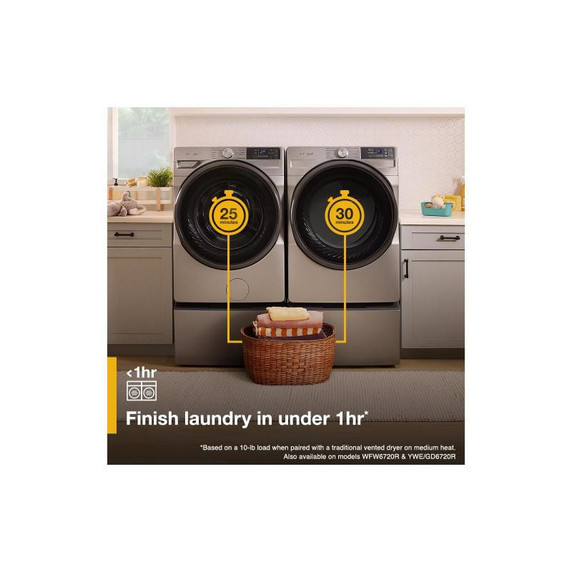 **Open box of Whirlpool® 7.4 cu. ft. Smart Front Load ENERGY STAR® Electric Dryer with Wrinkle Shield™ Option YWED5720RW