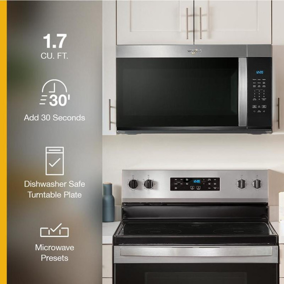 OPEN BOX***  Whirlpool® 30’ W 1.7 cu. ft Over the range Microwave with 900-Watts Cooking Power YWMMS3130RZ***