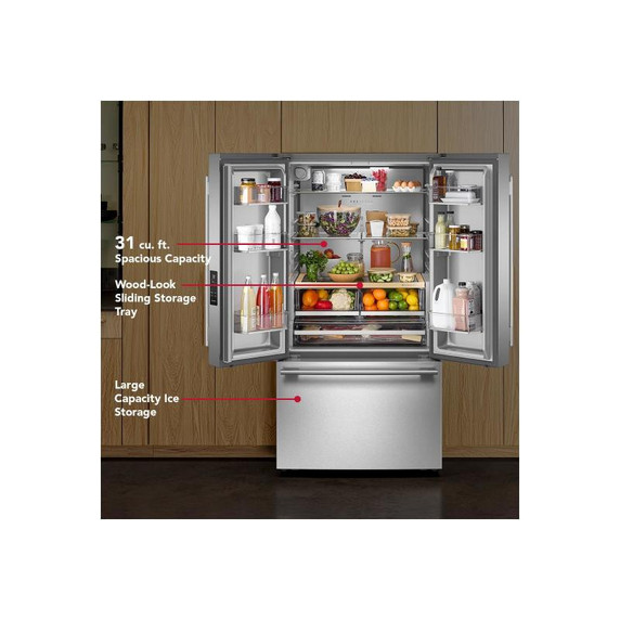 OPEN BOX Kitchenaid® 31 cu. ft. French Door Refrigerator with Interior Water and Ice KRFF336SPS