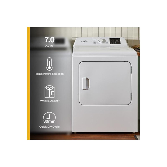 OPEN BOX Whirlpool® 7.0 cu. ft. Electric Dryer with Adaptive Dry - Vented Top Load Matching YWED4105SW
