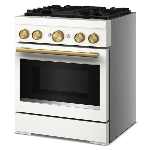 KitchenAid® 30-Inch 4 Burner Commercial-Style Dual Fuel Range with No Preheat Air Fry Mode KFDS930SPL