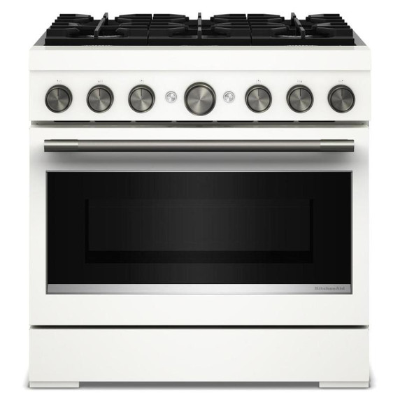 Kitchenaid® 36-Inch 6 Burner Commercial-Style Dual Fuel Range with No Preheat Air Fry Mode KFDS936SPL