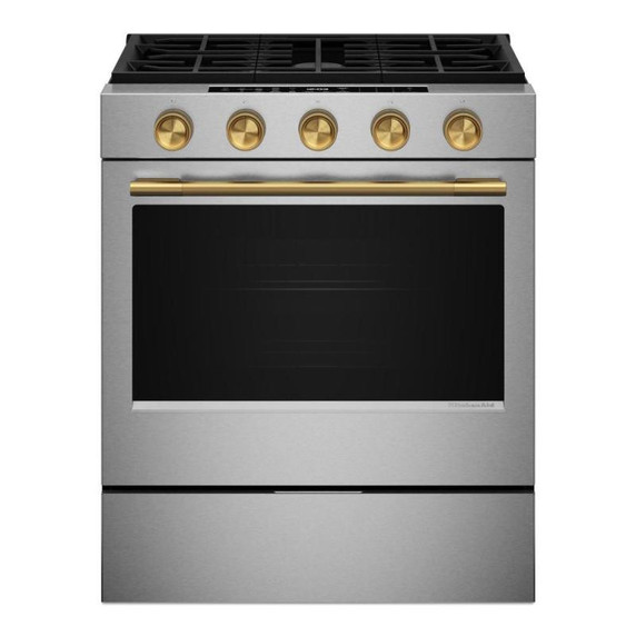 Open Box Kitchenaid® 5.0 Cu. Ft. Smart Slide-in Gas Range with Convection Cooking Modes and 2-in-1 Burner KSGS530SPS