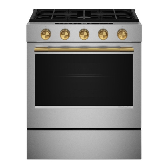 Open Box Kitchenaid® 5.0 Cu. Ft. Smart Slide-in Gas Range with Convection Cooking Modes and 2-in-1 Burner KSGS530SPS