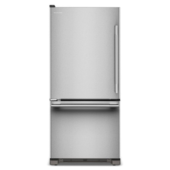 OPEN BOX Kitchenaid® 19 Cu. Ft. 30-Inch Standard-Depth Bottom Mount Refrigerator with Left Door Swing KRBL130SPS