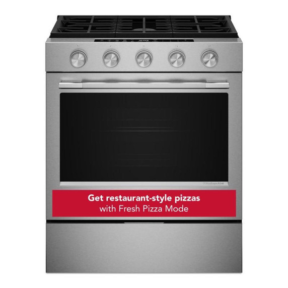 OPEN BOX Kitchenaid® 5.0 Cu. Ft. Smart Slide-in Gas Range with Convection Cooking Modes and 2-in-1 Burner KSGS530SPS
