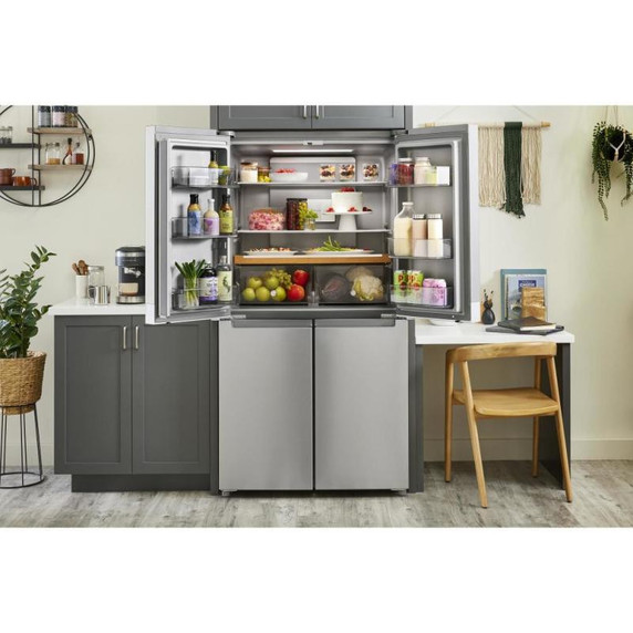 OPEN BOX Kitchenaid® 19.4 cu. ft. 36-inch wide Counter-Depth 4-Door Refrigerator with PrintShield™ Finish KRQC506MPS