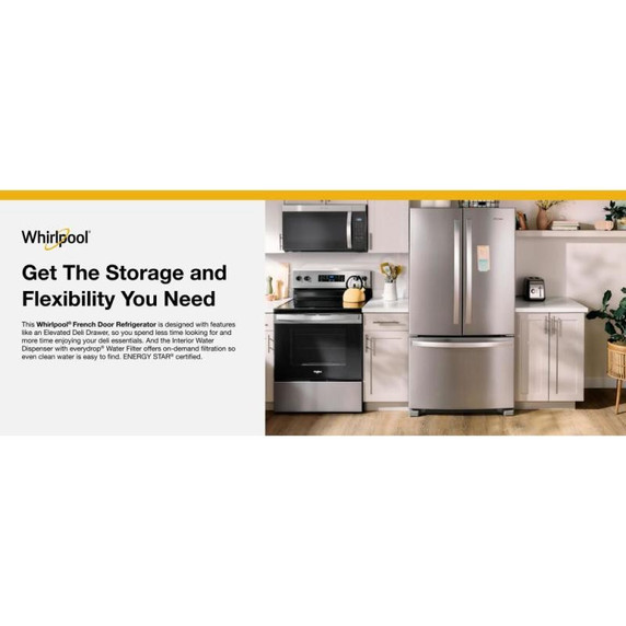 OPEN BOX Whirlpool® 36-Inch Wide Counter-Depth French Door Bottom Mount Refrigerator - 20 cu. ft. WRFC2036RZ