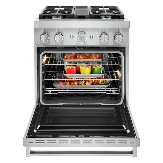 OPEN BOX KitchenAid® 30'' Smart Commercial-Style Dual Fuel Range with 4 Burners KFDC500JSS