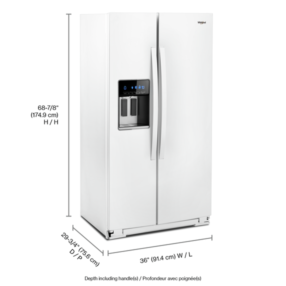 OPEN BOX36-inch Wide Counter Depth Side-by-Side Refrigerator - 21 cu. ft. WRS571CIHW