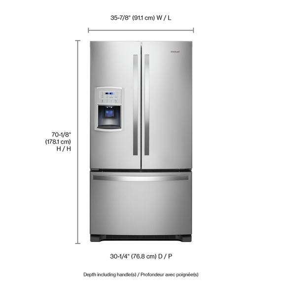 OPEN BOX 36-inch Wide Counter Depth French Door Refrigerator - 20 cu. ft. WRF550CDHZ