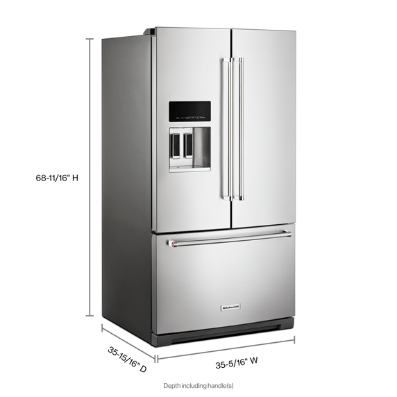 OPEN BOX 26.8 Cu. Ft. Standard-Depth French Door Refrigerator with Exterior Ice and Water Dispenser KRFF577KPS