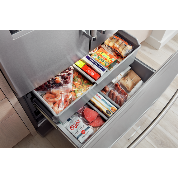 OPEN BOX 26.8 Cu. Ft. Standard-Depth French Door Refrigerator with Exterior Ice and Water Dispenser KRFF577KPS