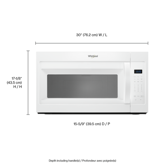 Whirlpool® 1.7 cu. ft. Microwave Hood Combination with Electronic Touch Controls YWMH31017HW