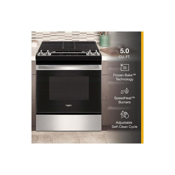 5.0 Cu. Ft. Whirlpool® Gas Range with Frozen Bake™ Technology WEG515S0LS