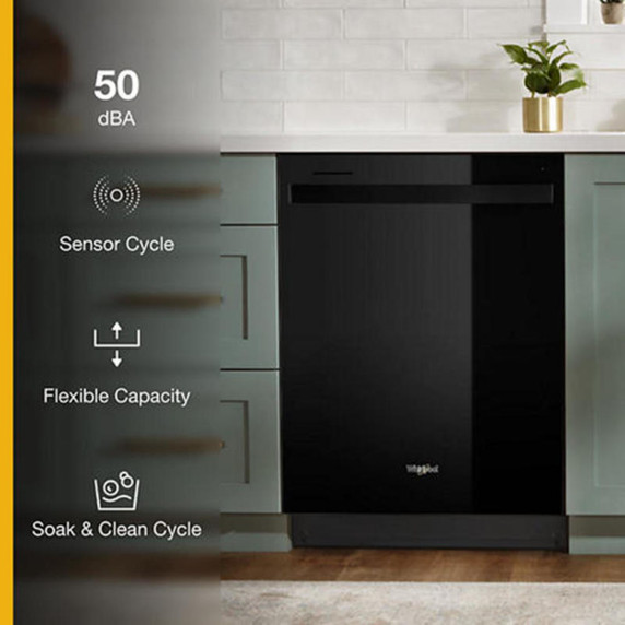 Whirlpool® 24” Dishwasher with AI Intelligent Wash and Tall Top Rack WDT740SALB